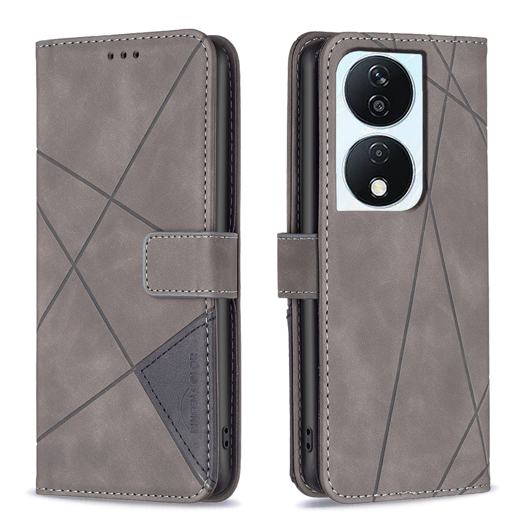 BINFEN COLOR BF05 For Honor X7b 4G / 90 Smart Leather Case Stand Wallet Protective Phone Cover - Brown