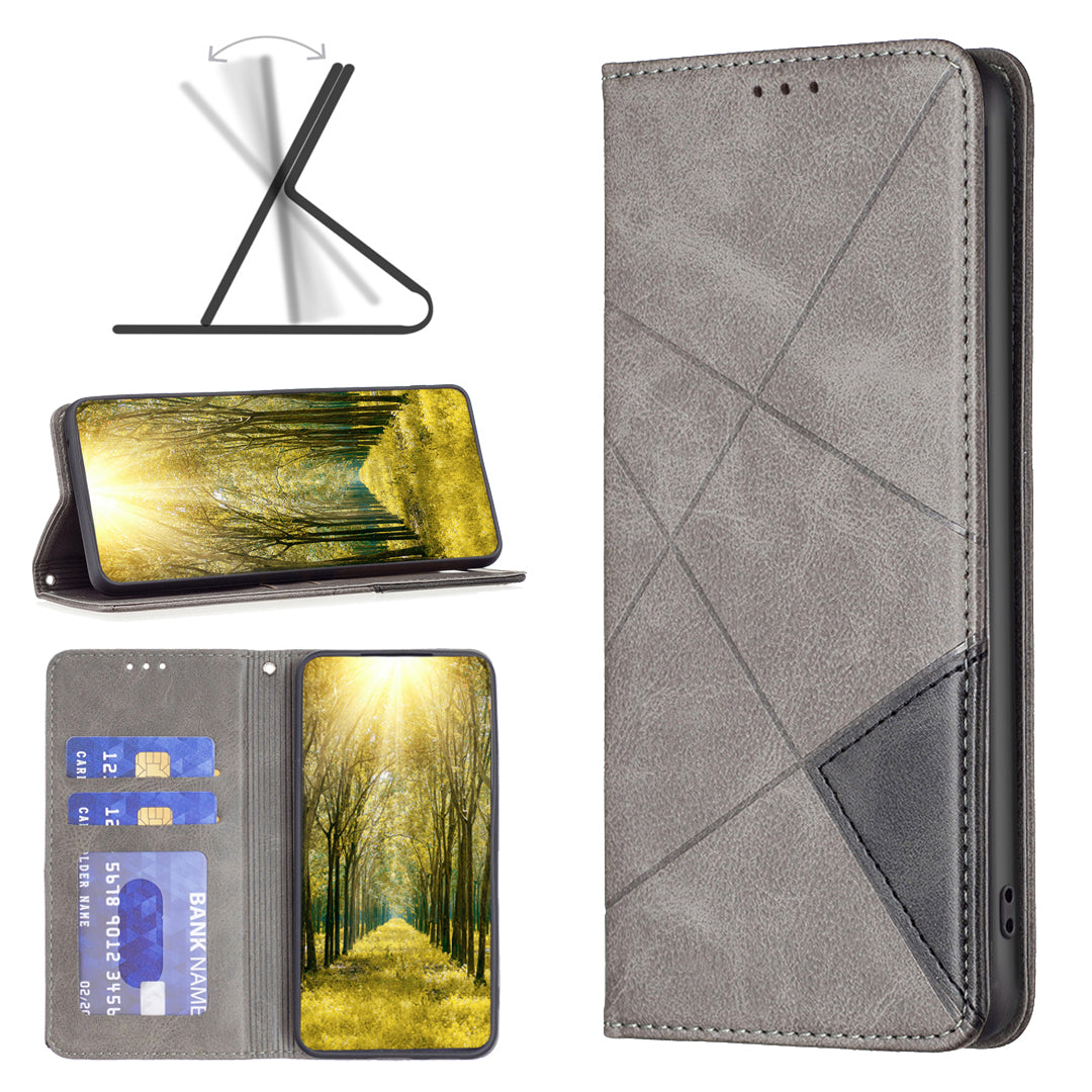 For Honor X7b 4G / 90 Smart Phone Case Imprinted PU Leather Cover with Card Holder - Grey