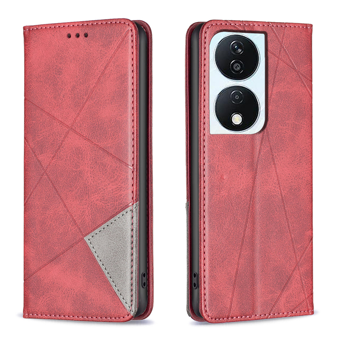 For Honor X7b 4G / 90 Smart Phone Case Imprinted PU Leather Cover with Card Holder - Grey