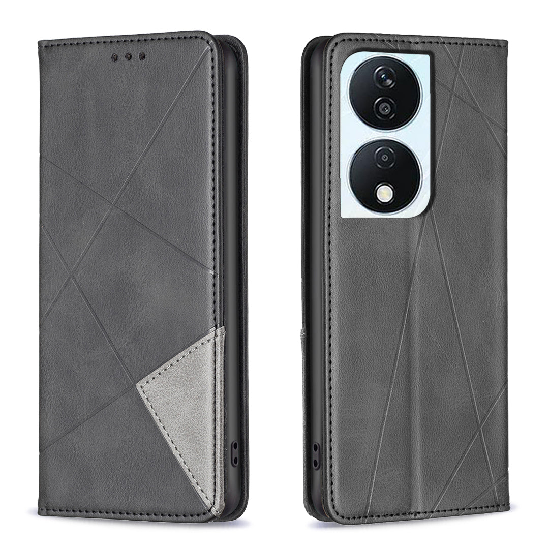 For Honor X7b 4G / 90 Smart Phone Case Imprinted PU Leather Cover with Card Holder - Grey