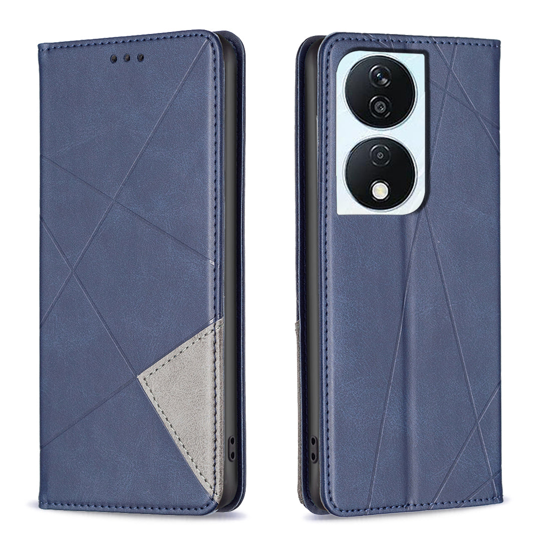 For Honor X7b 4G / 90 Smart Phone Case Imprinted PU Leather Cover with Card Holder - Grey