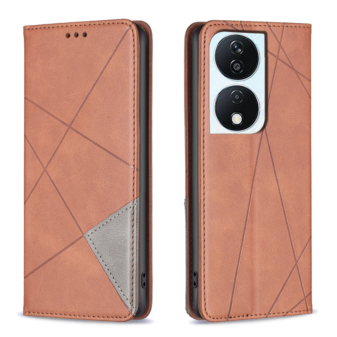 For Honor X7b 4G / 90 Smart Phone Case Imprinted PU Leather Cover with Card Holder - Grey