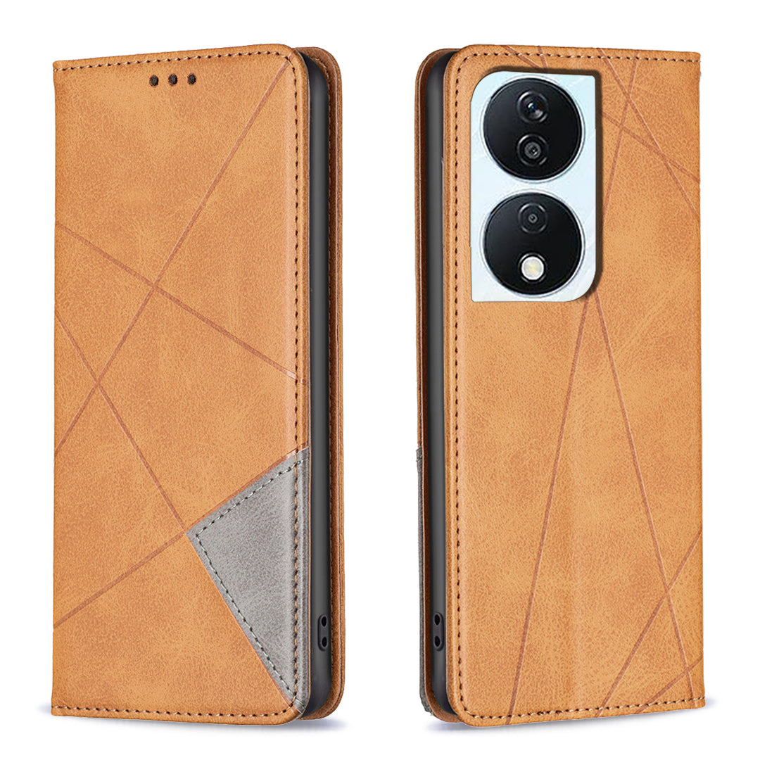 For Honor X7b 4G / 90 Smart Phone Case Imprinted PU Leather Cover with Card Holder - Grey
