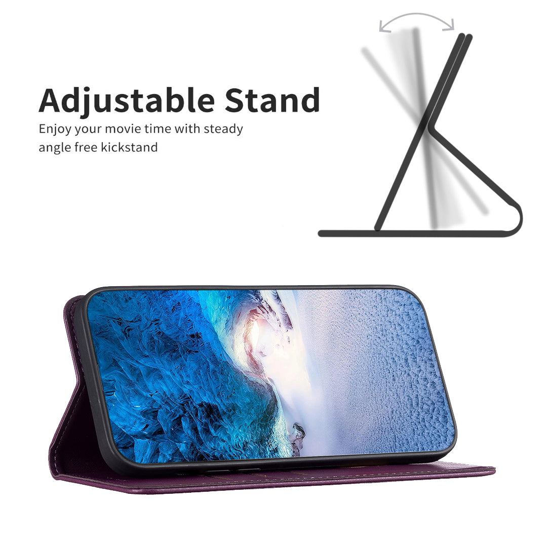 BINFEN COLOR BF18 For Honor X7b 4G / 90 Smart Card Slots Leather Case Magnetic Auto Closing - Dark Purple