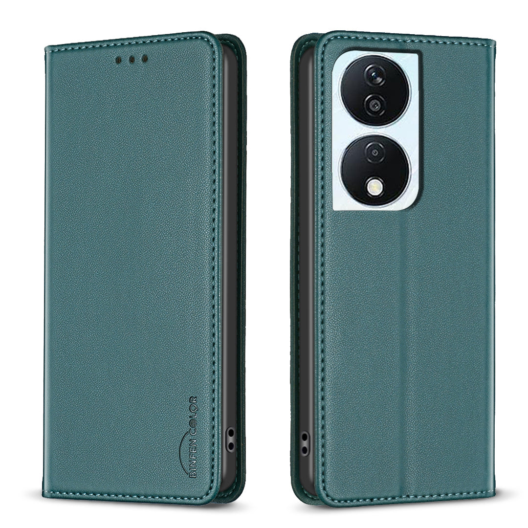 BINFEN COLOR BF18 For Honor X7b 4G / 90 Smart Card Slots Leather Case Magnetic Auto Closing - Dark Purple