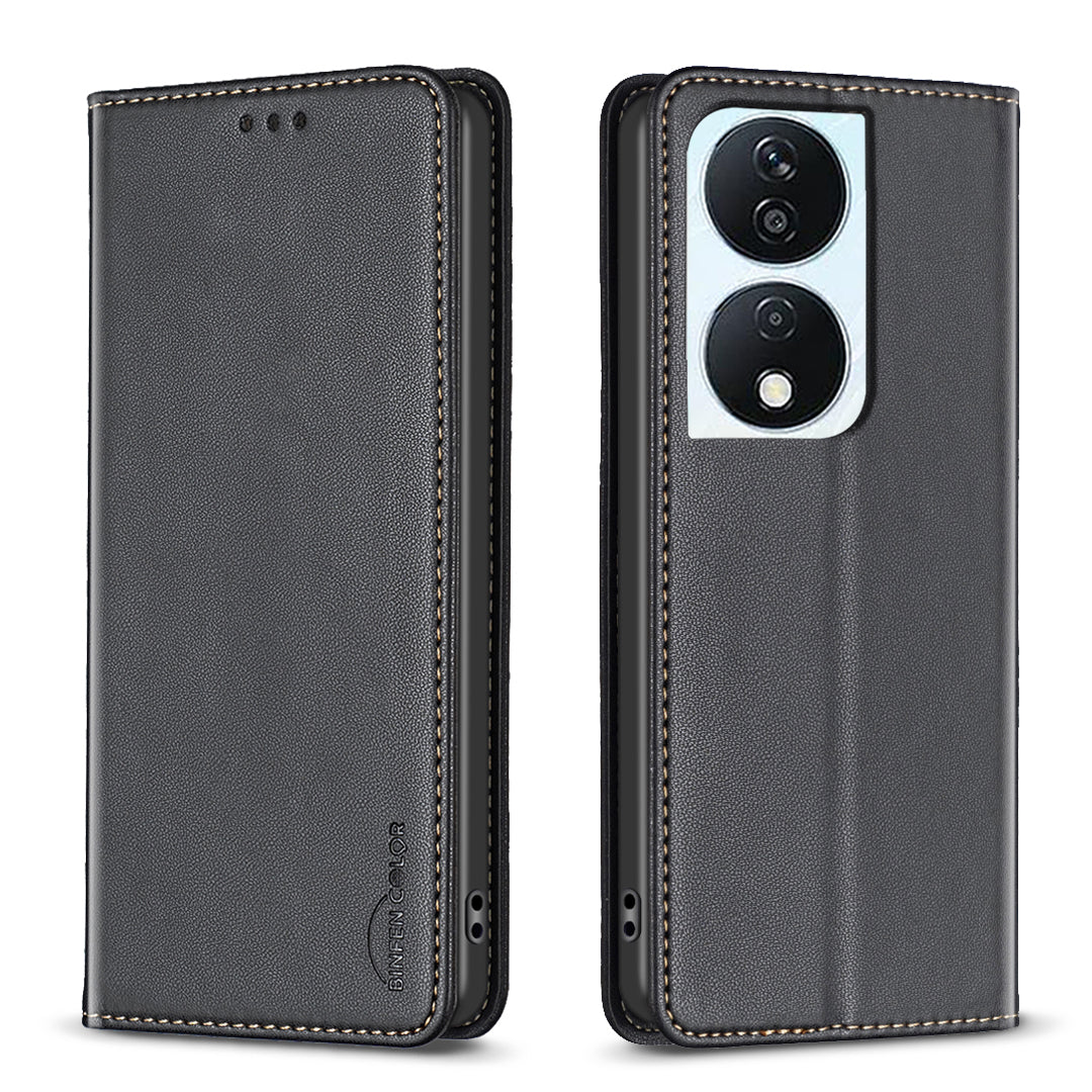 BINFEN COLOR BF18 For Honor X7b 4G / 90 Smart Card Slots Leather Case Magnetic Auto Closing - Dark Purple
