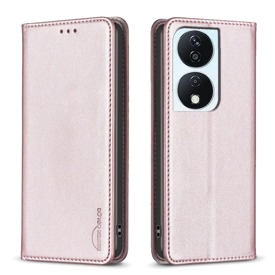 BINFEN COLOR BF18 For Honor X7b 4G / 90 Smart Card Slots Leather Case Magnetic Auto Closing - Dark Purple