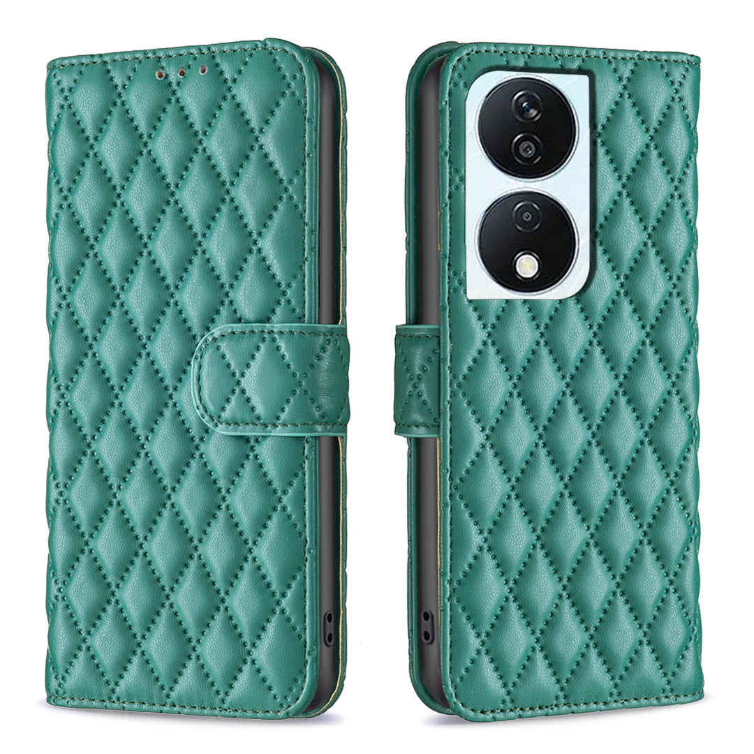 BINFEN COLOR BF Style-14 For Honor X7b 4G / 90 Smart Wallet Case Leather Cover with Stand - Green