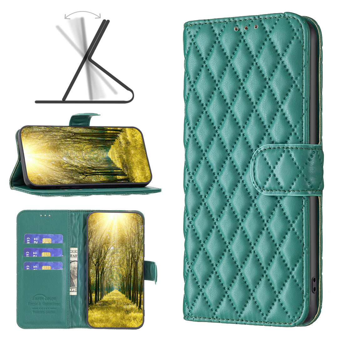 BINFEN COLOR BF Style-14 For Honor X7b 4G / 90 Smart Wallet Case Leather Cover with Stand - Green