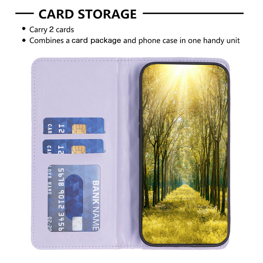 BINFEN COLOR BF Style-16 For Honor X7b 4G / 90 Smart Phone Case with Card Holder Folio PU Leather Cover - Purple