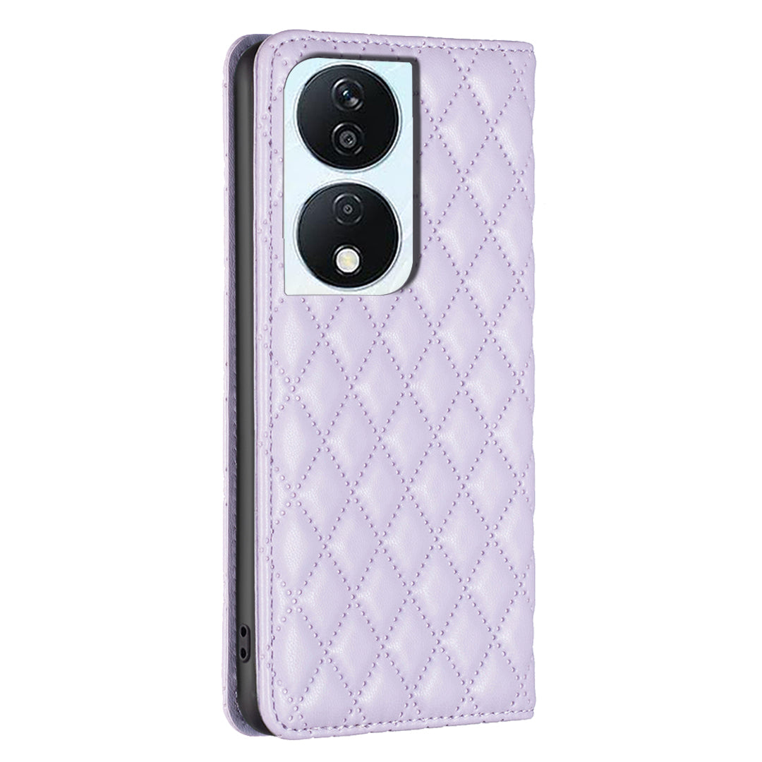 BINFEN COLOR BF Style-16 For Honor X7b 4G / 90 Smart Phone Case with Card Holder Folio PU Leather Cover - Purple
