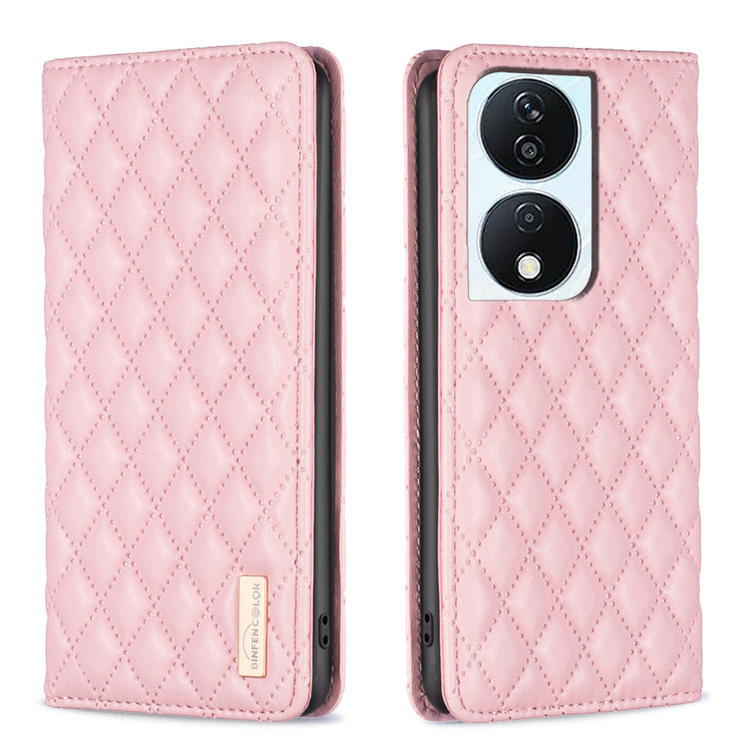 BINFEN COLOR BF Style-16 For Honor X7b 4G / 90 Smart Phone Case with Card Holder Folio PU Leather Cover - Purple