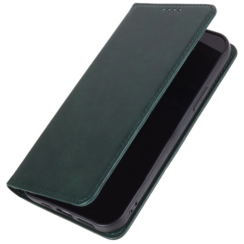 For Google Pixel 8a Case PU Leather Calf Texture Business Style Magnetic Closing Phone Cover - Green