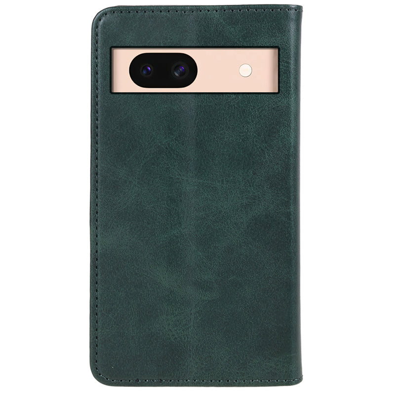 For Google Pixel 8a Case PU Leather Calf Texture Business Style Magnetic Closing Phone Cover - Green