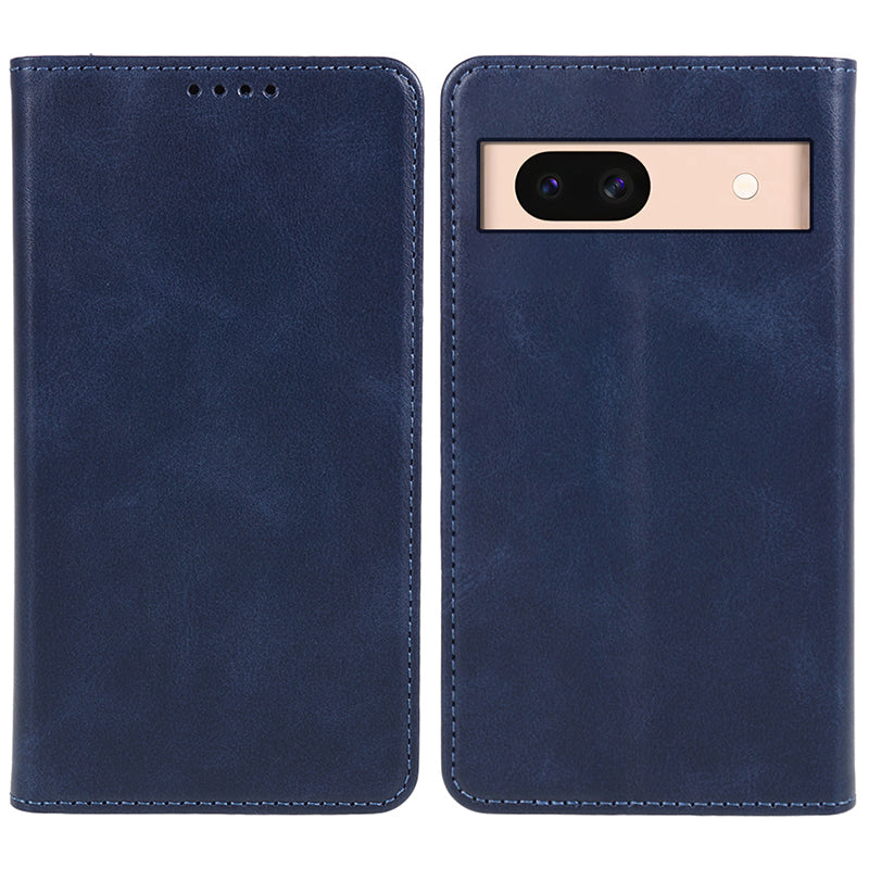 For Google Pixel 8a Case PU Leather Calf Texture Business Style Magnetic Closing Phone Cover - Green