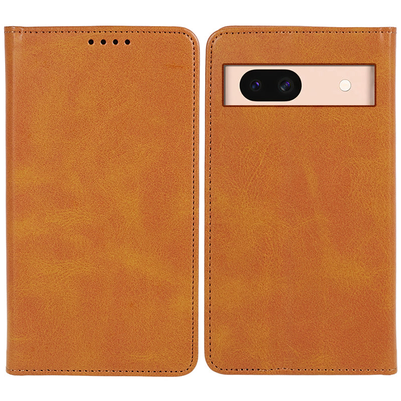 For Google Pixel 8a Case PU Leather Calf Texture Business Style Magnetic Closing Phone Cover - Green
