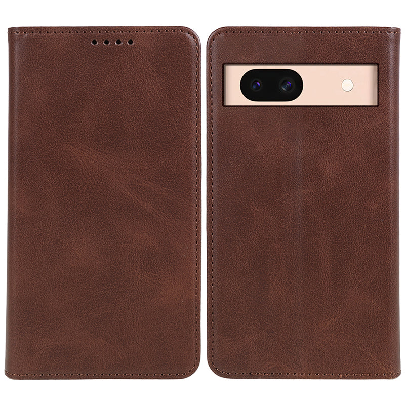 For Google Pixel 8a Case PU Leather Calf Texture Business Style Magnetic Closing Phone Cover - Green