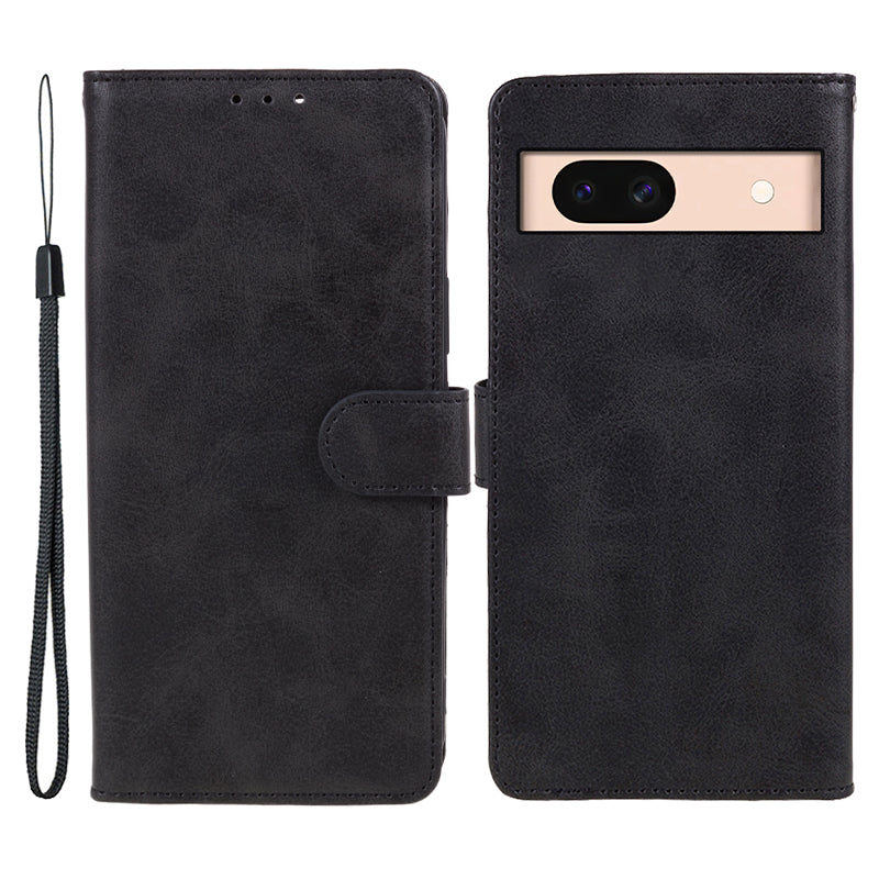Mobile Phone Cover for Google Pixel 8a Case Magnetic Clasp PU Leather Stand Shell Wallet - Black