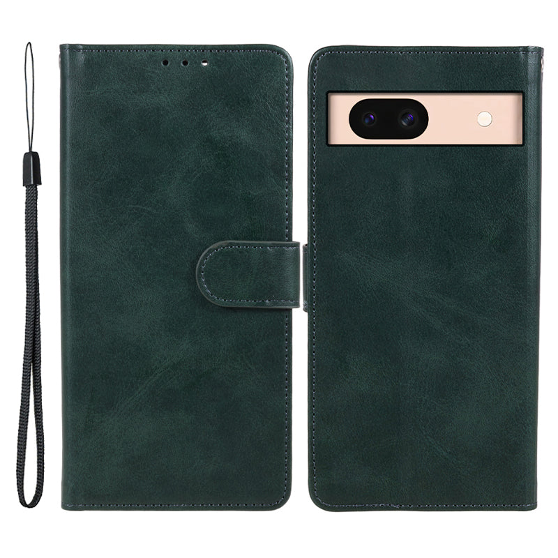 Mobile Phone Cover for Google Pixel 8a Case Magnetic Clasp PU Leather Stand Shell Wallet - Black