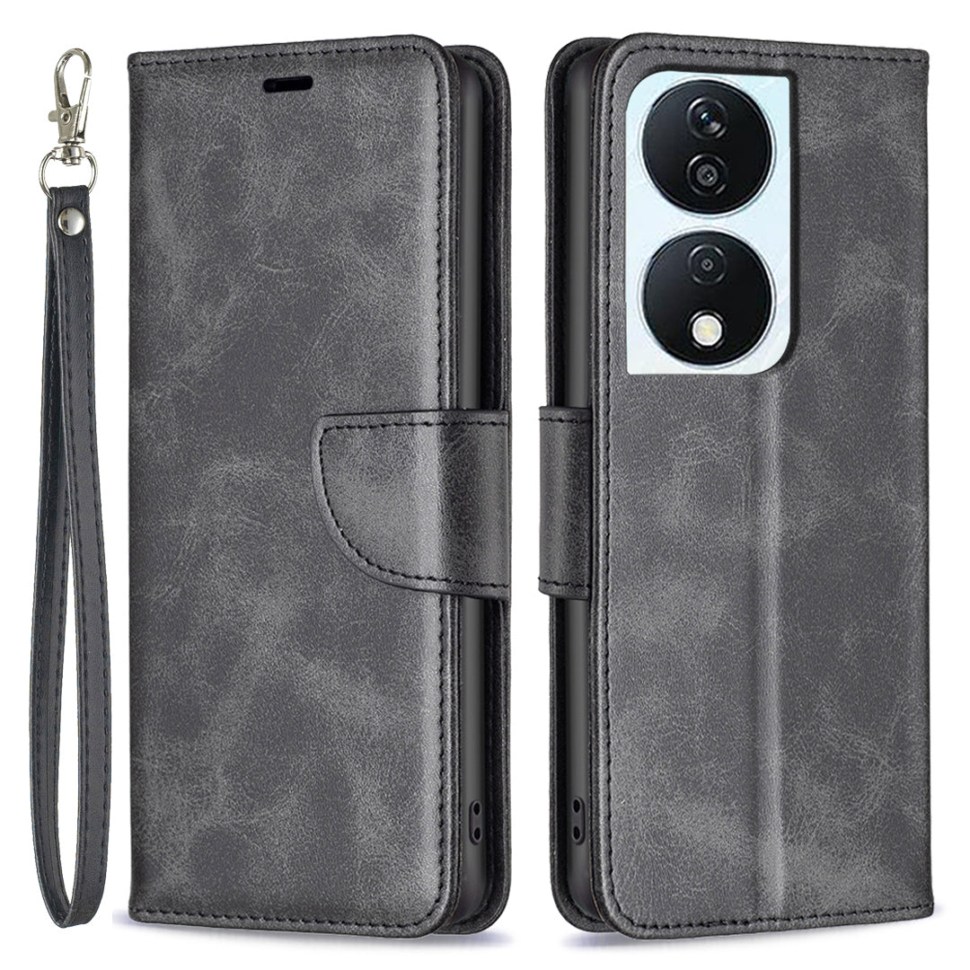 For Honor X7b 4G / 90 Smart Phone Case PU Leather Wallet Cover Drop-proof - Black