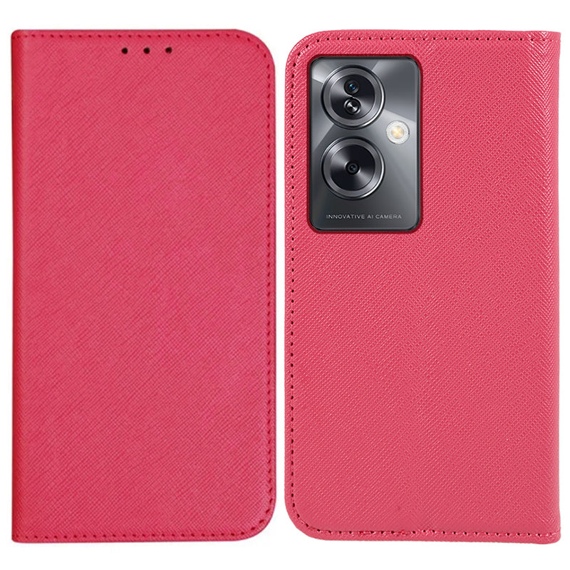 For Oppo A79 5G / A2 5G Cell Phone Case Support Stand Magnetic Auto Closing Shockproof Leather Cover - Pink