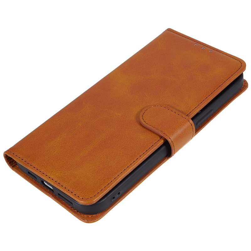 For Oppo A79 5G Phone Cover Calf Texture PU Leather Wallet Stand Shell Phone Case - Khaki