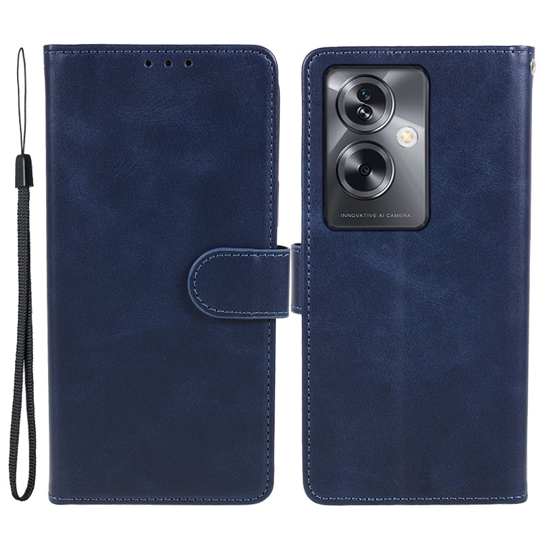 For Oppo A79 5G Phone Cover Calf Texture PU Leather Wallet Stand Shell Phone Case - Khaki