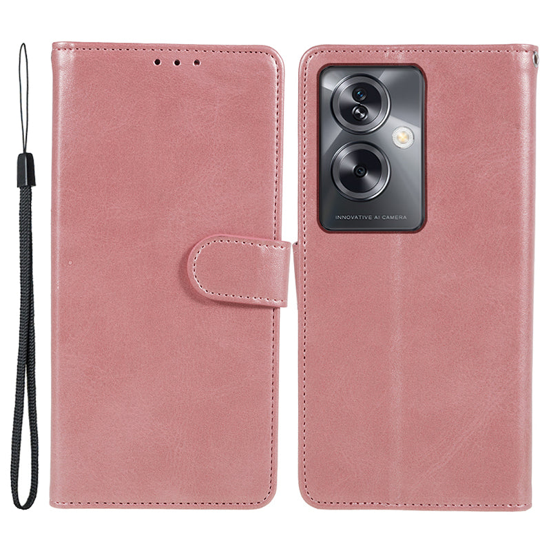 For Oppo A79 5G Phone Cover Calf Texture PU Leather Wallet Stand Shell Phone Case - Khaki