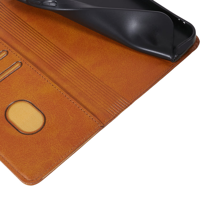For Oppo A79 5G / A2 5G Case Anti-fall Calf Texture Business Style PU Leather Wallet Phone Cover - Khaki