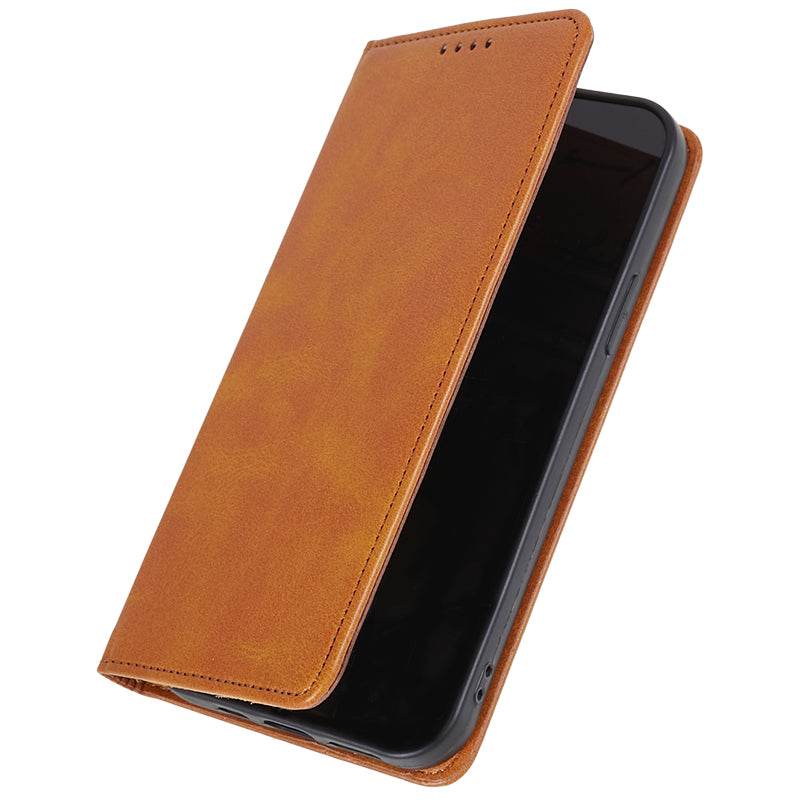 For Oppo A79 5G / A2 5G Case Anti-fall Calf Texture Business Style PU Leather Wallet Phone Cover - Khaki