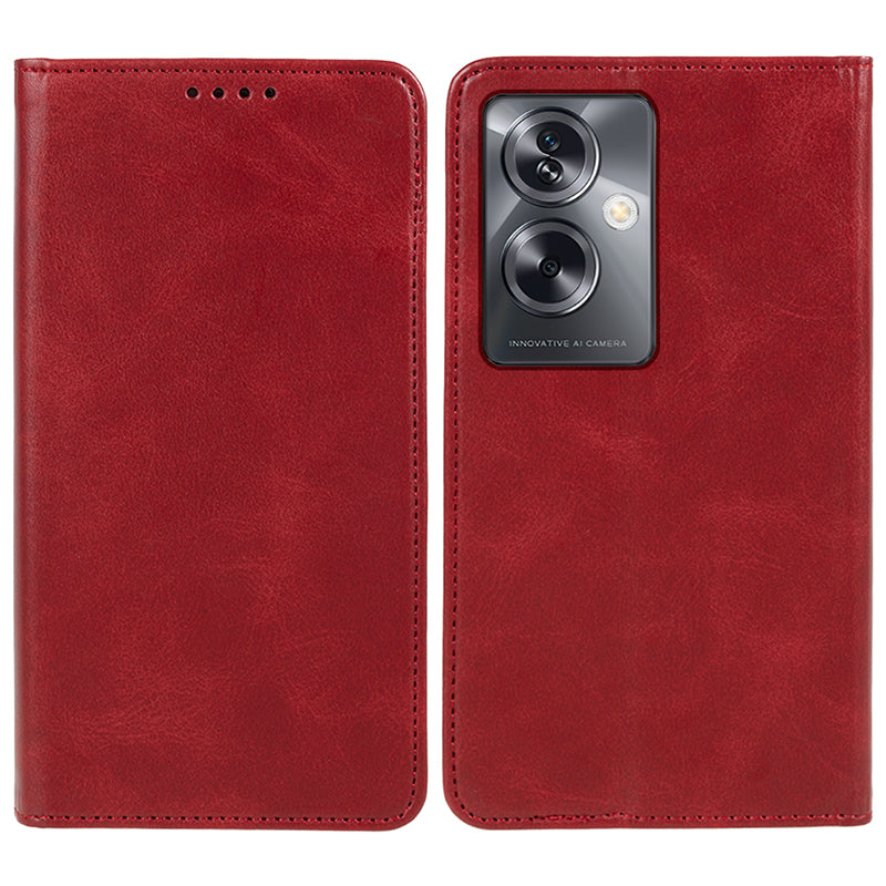 For Oppo A79 5G / A2 5G Case Anti-fall Calf Texture Business Style PU Leather Wallet Phone Cover - Khaki