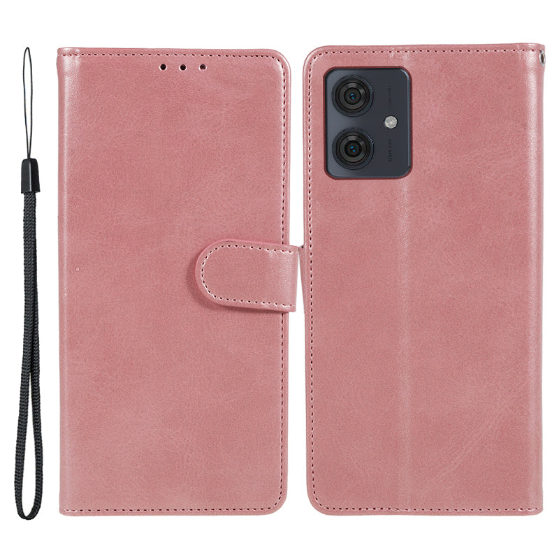 Cell Phone Cover for Motorola Moto G54 5G Case Slim-Fit PU Leather Wallet Stand Shell - Rose Gold