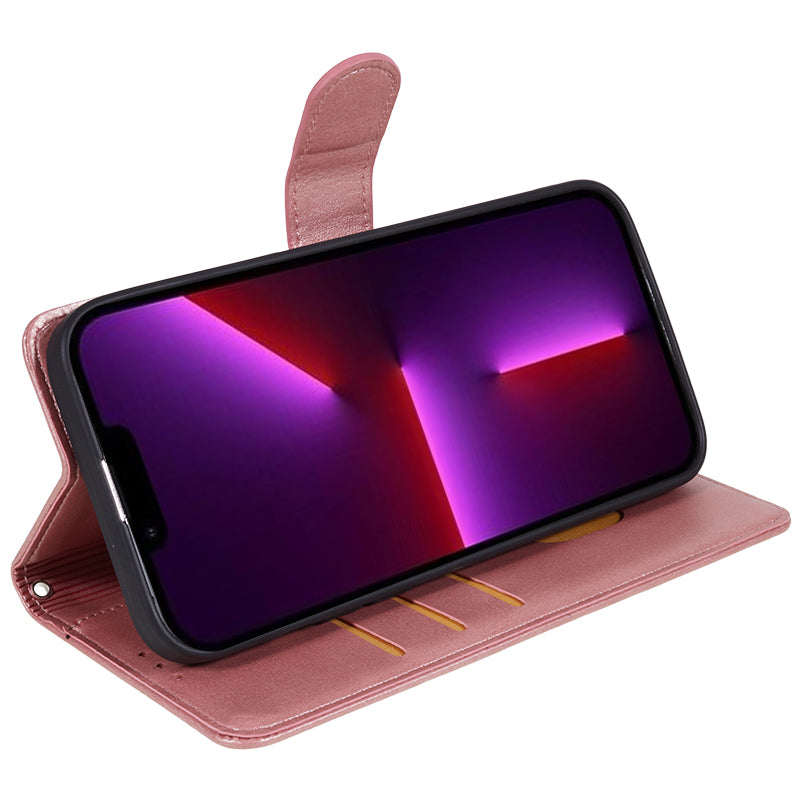 Cell Phone Cover for Motorola Moto G54 5G Case Slim-Fit PU Leather Wallet Stand Shell - Rose Gold