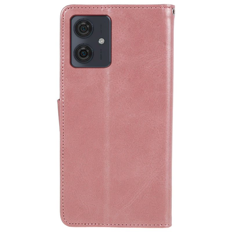 Cell Phone Cover for Motorola Moto G54 5G Case Slim-Fit PU Leather Wallet Stand Shell - Rose Gold