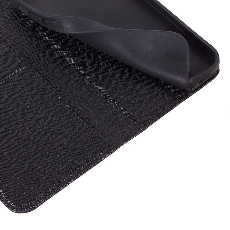 For Motorola Moto G54 5G Case Cross Texture Magnetic Closing Leather Phone Cover with Wallet Stand - Black