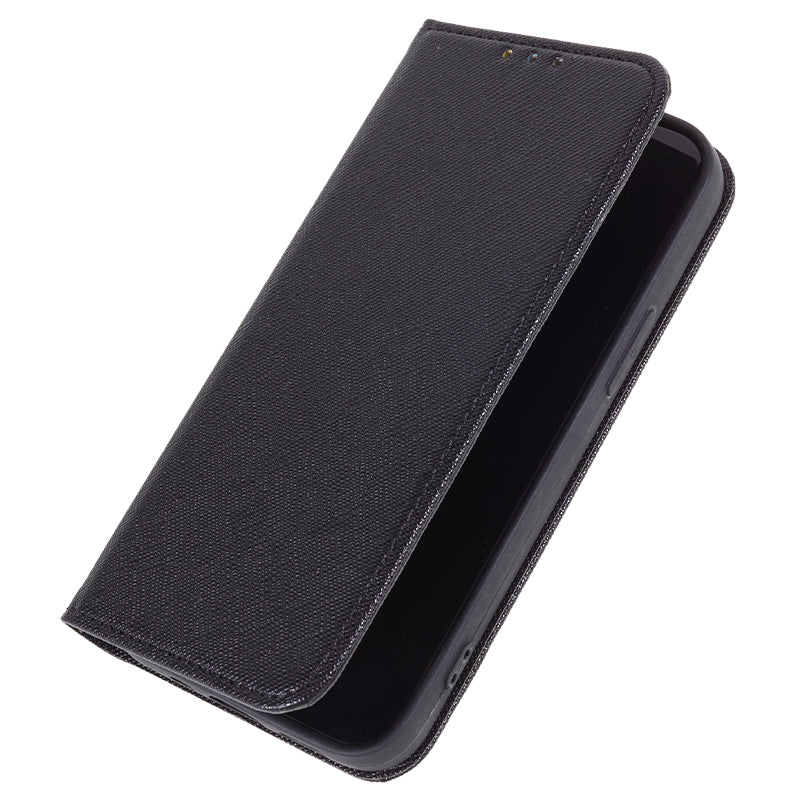For Motorola Moto G54 5G Case Cross Texture Magnetic Closing Leather Phone Cover with Wallet Stand - Black