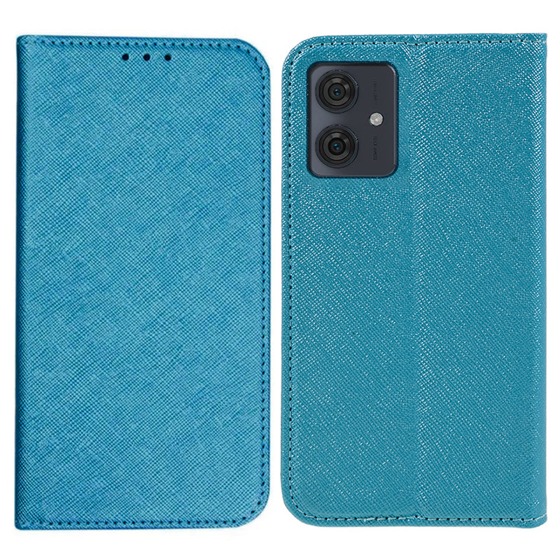 For Motorola Moto G54 5G Case Cross Texture Magnetic Closing Leather Phone Cover with Wallet Stand - Black