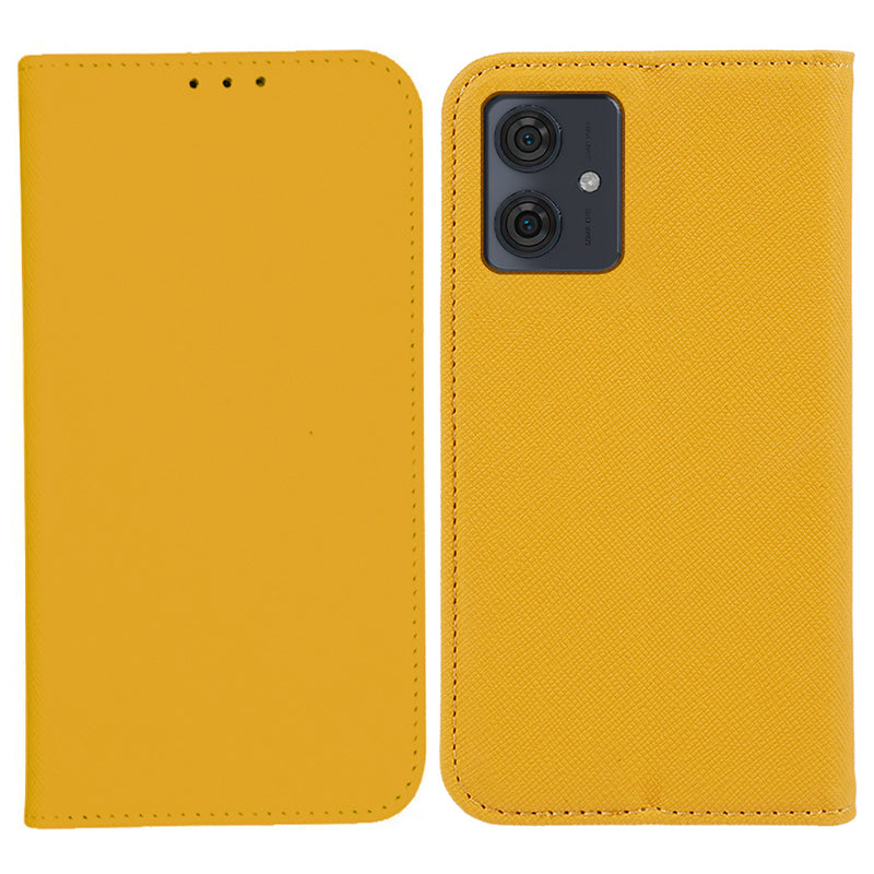 For Motorola Moto G54 5G Case Cross Texture Magnetic Closing Leather Phone Cover with Wallet Stand - Black
