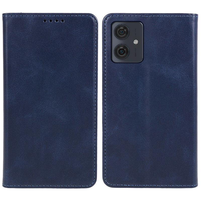 For Motorola Moto G54 5G Case Calf Texture PU Leather Shell Drop-proof Wallet Stand Phone Cover - Blue