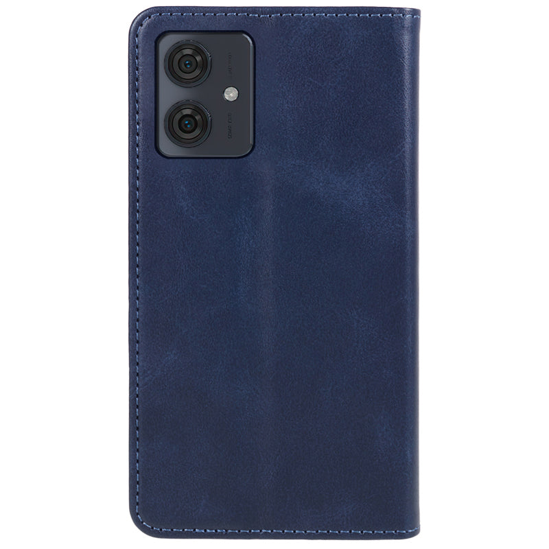 For Motorola Moto G54 5G Case Calf Texture PU Leather Shell Drop-proof Wallet Stand Phone Cover - Blue