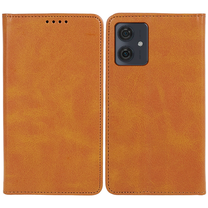 For Motorola Moto G54 5G Case Calf Texture PU Leather Shell Drop-proof Wallet Stand Phone Cover - Blue
