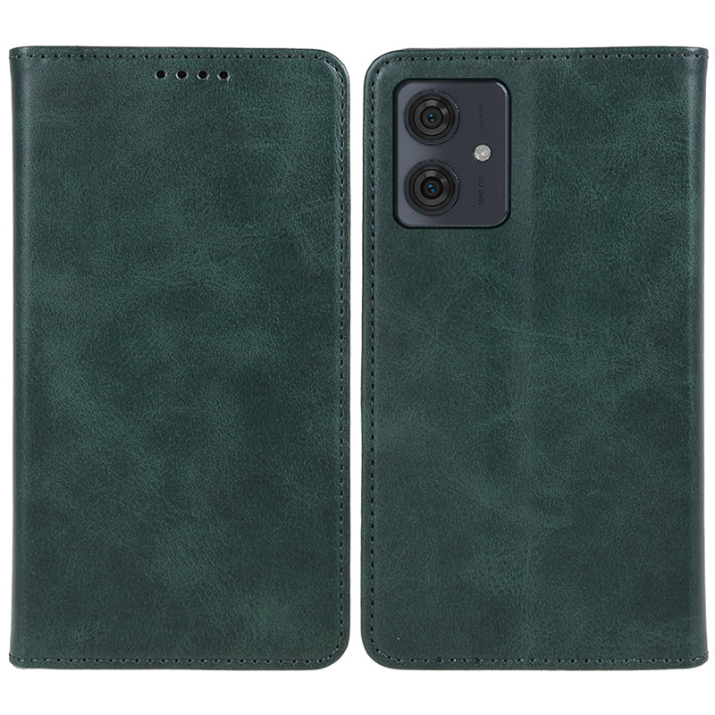 For Motorola Moto G54 5G Case Calf Texture PU Leather Shell Drop-proof Wallet Stand Phone Cover - Blue