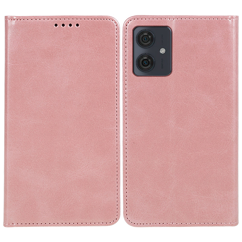 For Motorola Moto G54 5G Case Calf Texture PU Leather Shell Drop-proof Wallet Stand Phone Cover - Blue