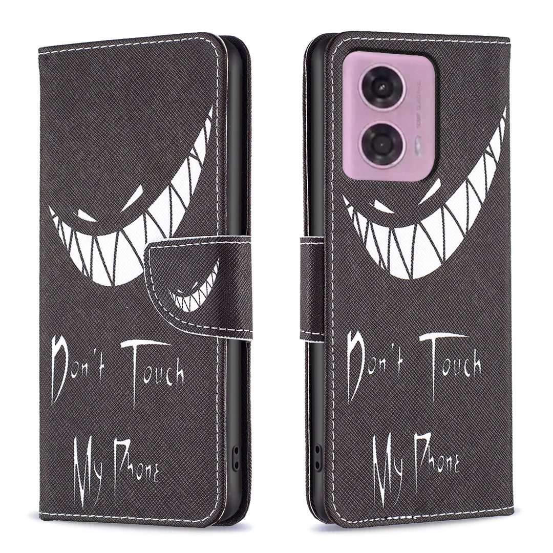 For Motorola Moto G34 5G Flip Leather Wallet Case Card Holder Pattern Phone Cover - Bear