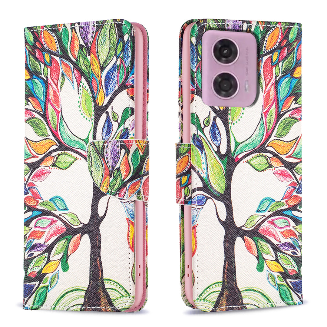 For Motorola Moto G34 5G Flip Leather Wallet Case Card Holder Pattern Phone Cover - Bear