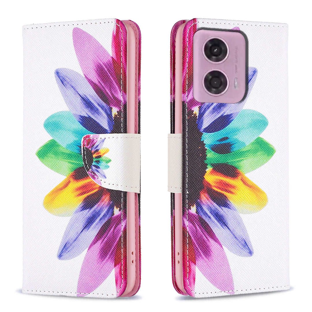 For Motorola Moto G34 5G Flip Leather Wallet Case Card Holder Pattern Phone Cover - Bear