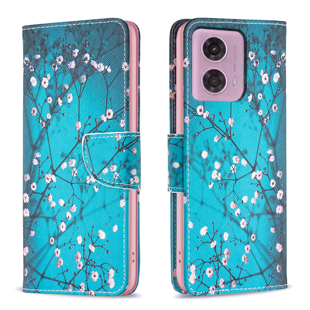 For Motorola Moto G34 5G Flip Leather Wallet Case Card Holder Pattern Phone Cover - Bear