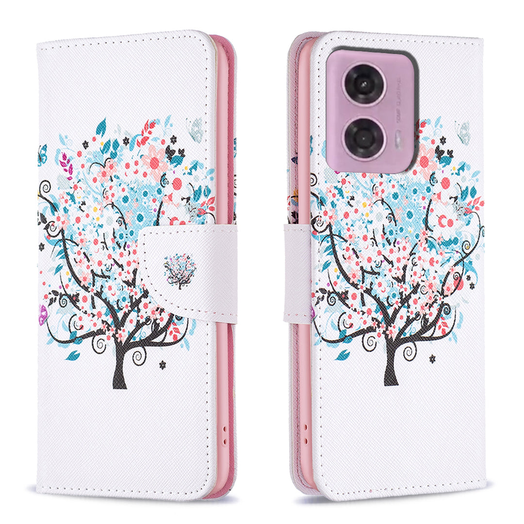 For Motorola Moto G34 5G Flip Leather Wallet Case Card Holder Pattern Phone Cover - Bear