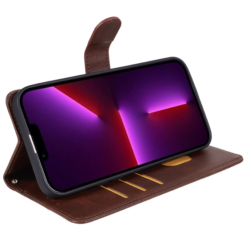 Magnetic Phone Case for Xiaomi Redmi 13C 4G / Poco C65 4G PU Leather Wallet Stand Cover - Brown