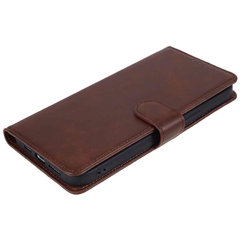 Magnetic Phone Case for Xiaomi Redmi 13C 4G / Poco C65 4G PU Leather Wallet Stand Cover - Brown